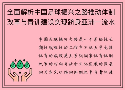 全面解析中国足球振兴之路推动体制改革与青训建设实现跻身亚洲一流水平
