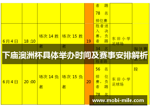 下庙澳洲杯具体举办时间及赛事安排解析