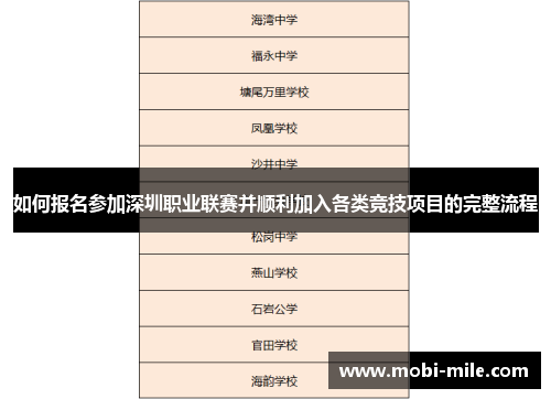 如何报名参加深圳职业联赛并顺利加入各类竞技项目的完整流程