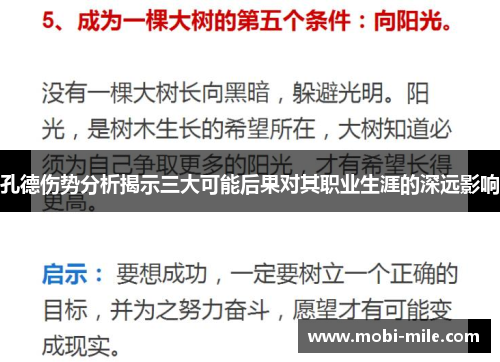 孔德伤势分析揭示三大可能后果对其职业生涯的深远影响